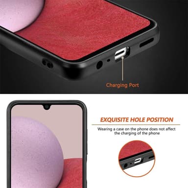 SKALO Samsung A14 4G/5G PU Nahka Hybrid Magnetic Ring Suojakuori - Musta