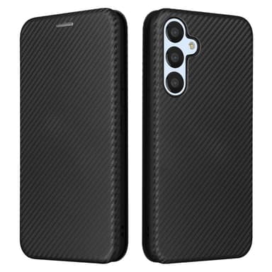 SKALO Samsung A34 5G Carbon Fiber Lompakkokotelo - Musta