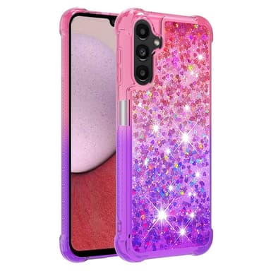 SKALO Samsung A14 5G Juoksuhiekka Glitter Sydämet TPU kuori - Pinkki-Violetti