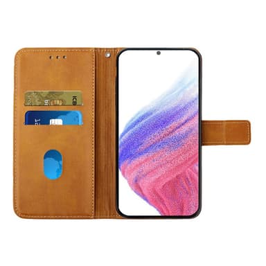 SKALO Samsung A54 5G Kohokuvioitu PU Nahka Lompakkokotelo - Vaaleanruskea