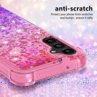 SKALO Samsung A14 5G Juoksuhiekka Glitter Sydämet TPU kuori - Pinkki-Violetti