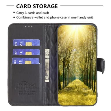 SKALO Samsung A34 5G BINFEN COLOR Tikattu Lompakko - Musta