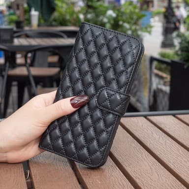 SKALO Samsung A34 5G BINFEN COLOR Tikattu Lompakko - Musta
