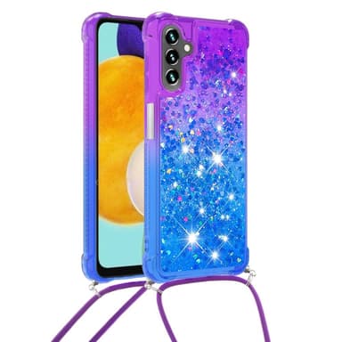 SKALO Samsung A54 5G Juoksuhiekka Glitter Mobile kaulapanta - Violetti-Sininen
