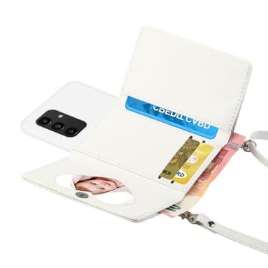 SKALO Samsung A14 4G/5G TPU-Suojakuori with Heart Wallet - Valkoinen