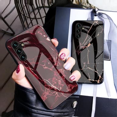 SKALO Samsung A54 5G Marmori karkaistu lasi TPU-suojakuori - #1