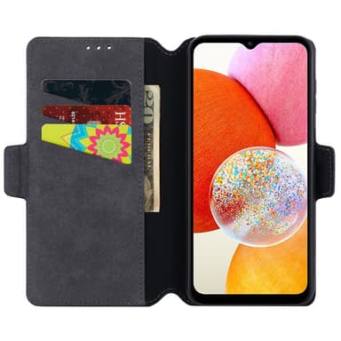 SKALO Samsung A14 4G/5G MUXMA Saffiano PU-nahka Lompakkokotelo - Harmaa
