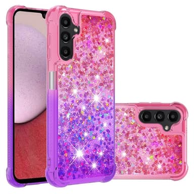 SKALO Samsung A14 5G Juoksuhiekka Glitter Sydämet TPU kuori - Pinkki-Violetti