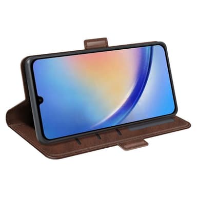 SKALO Samsung A34 5G Premium Wallet Lompakkokotelo - Tummanruskea
