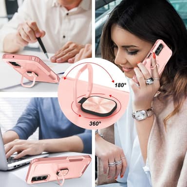 SKALO Samsung A54 5G Armor Hybridi metallirengas kuori - Pinkki