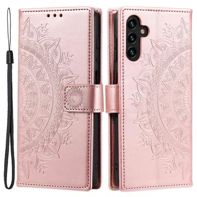 SKALO Samsung A54 5G Mandala lompakkokotelo - Ruusukulta