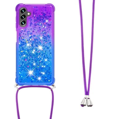 SKALO Samsung A54 5G Juoksuhiekka Glitter Mobile kaulapanta - Violetti-Sininen
