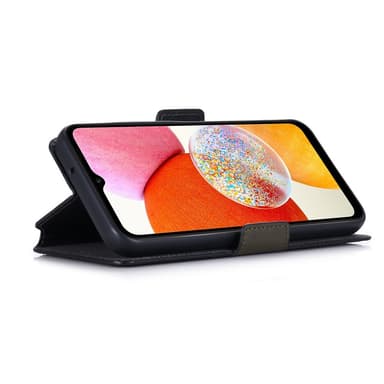 SKALO Samsung A14 4G/5G MUXMA Saffiano PU-nahka Lompakkokotelo - Harmaa