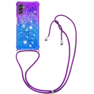 SKALO Samsung A54 5G Juoksuhiekka Glitter Mobile kaulapanta - Violetti-Sininen