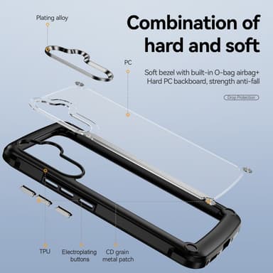 SKALO Samsung A54 5G Kiiltävä hybridi TPU-kuori - Musta