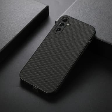 SKALO Samsung A14 4G/5G Carbon Fiber TPU-suojakuori - Musta