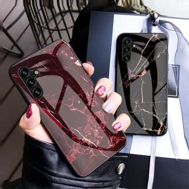SKALO Samsung A54 5G Marmori karkaistu lasi TPU-suojakuori - #4