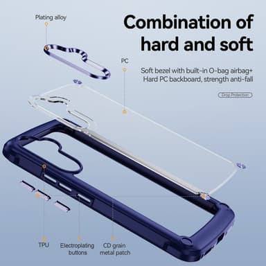 SKALO Samsung A54 5G Kiiltävä hybridi TPU-kuori - Sininen