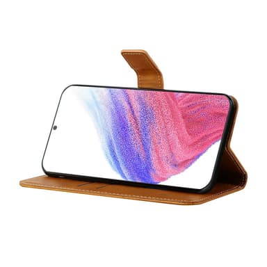 SKALO Samsung A54 5G Kohokuvioitu PU Nahka Lompakkokotelo - Vaaleanruskea