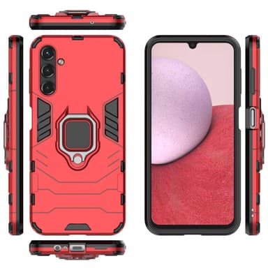 SKALO Samsung A14 4G/5G Armor Hybridi metallirengas kuori - Punainen