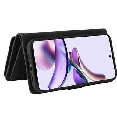 SKALO Motorola Moto G53 5G Big Wallet 17-lokeroa Lompakkokotelo - Musta