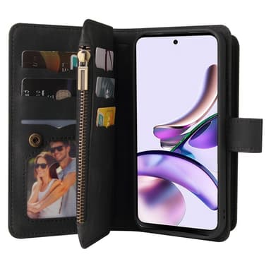 SKALO Motorola Moto G53 5G Big Wallet 17-lokeroa Lompakkokotelo - Musta