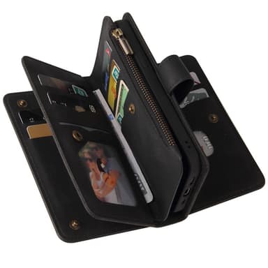 SKALO Motorola Moto G53 5G Big Wallet 17-lokeroa Lompakkokotelo - Musta