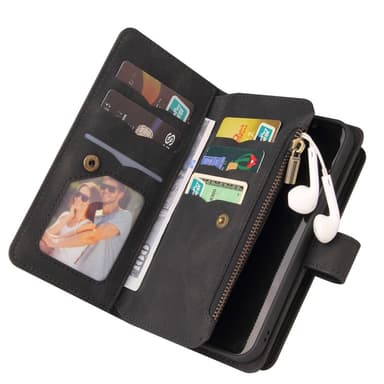 SKALO Motorola Moto G53 5G Big Wallet 17-lokeroa Lompakkokotelo - Musta