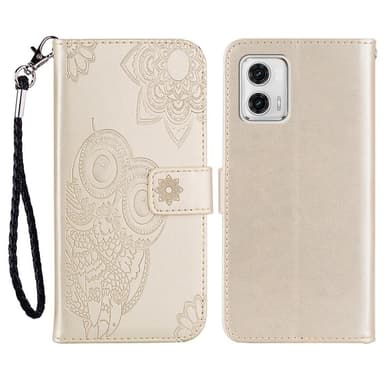 SKALO Motorola Moto G53 5G Mandala Owl lompakkokotelo - Kulta