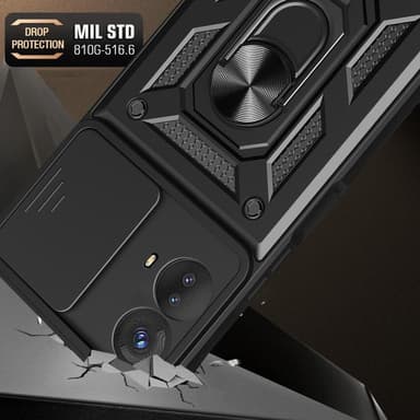 SKALO Motorola Moto G73 5G Armor hybridi metallirengas kameran liukusäädin - - Punainen