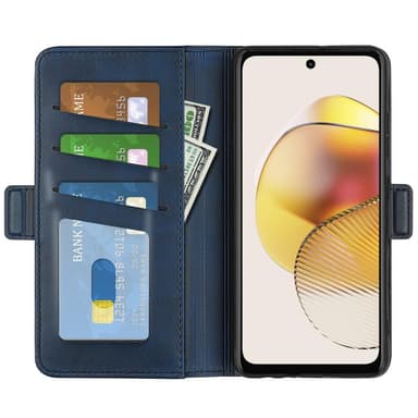 SKALO Motorola Moto G73 5G Premium Wallet Lompakkokotelo - Sininen