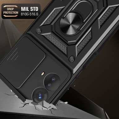 SKALO Motorola Moto G73 5G Armor hybridi metallirengas kameran liukusäädin - - Sininen