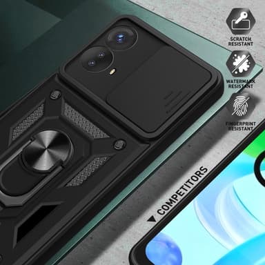 SKALO Motorola Moto G73 5G Armor hybridi metallirengas kameran liukusäädin - - Sininen