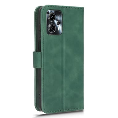 SKALO Motorola Moto G23 4G Matt PU Nahka lompakkokotelo - Vihreä