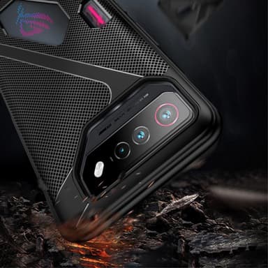 SKALO Asus ROG Phone 7 5G Carbon Fiber TPU-suojakuori - Sininen