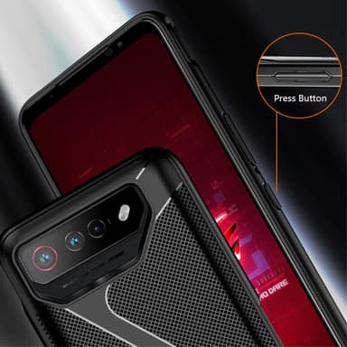 SKALO Asus ROG Phone 7 5G Carbon Fiber TPU-suojakuori - Sininen