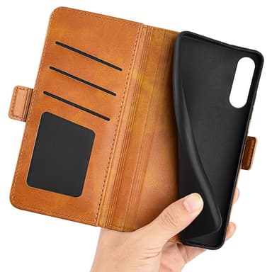 SKALO Sony Xperia 10 V Premium Wallet Lompakkokotelo - Vaaleanruskea