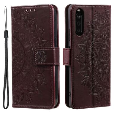 SKALO Sony Xperia 10 V Mandala lompakkokotelo - Ruskea