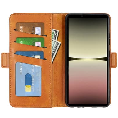 SKALO Sony Xperia 10 V Premium Wallet Lompakkokotelo - Vaaleanruskea