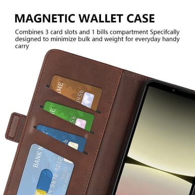 SKALO Sony Xperia 10 V Premium Wallet Lompakkokotelo - Vaaleanruskea