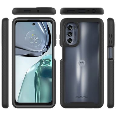SKALO Motorola Moto G62 5G Iskunkestävä Clear Hybridi Suojakuori - Musta