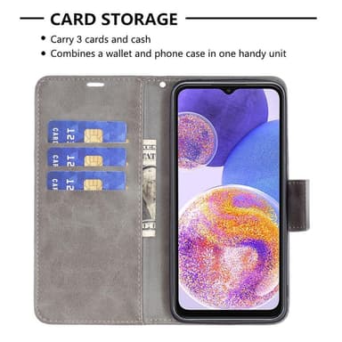 SKALO Samsung A23 5G Lompakkokotelo PU-nahkaa - Harmaa