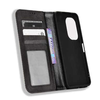 SKALO Asus Zenfone 9 5G Kohokuvioitu Premium lompakkokotelo - Musta