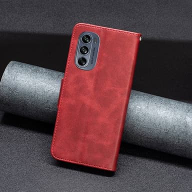 SKALO Motorola Moto G62 5G Lompakkokotelo PU-nahkaa - Punainen