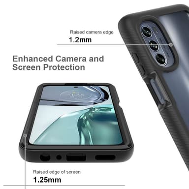 SKALO Motorola Moto G62 5G Iskunkestävä Clear Hybridi Suojakuori - Musta