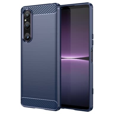SKALO Sony Xperia 1 V Armor Carbon Iskunkestävä TPU suojakuori - Sininen