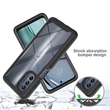 SKALO Motorola Moto G62 5G Iskunkestävä Clear Hybridi Suojakuori - Musta