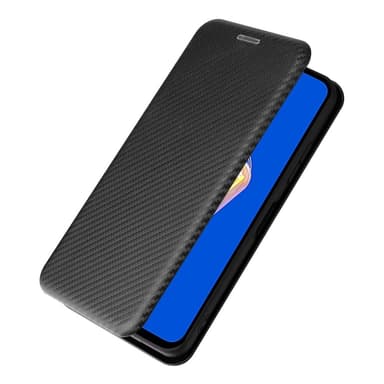 SKALO Asus Zenfone 9 5G Carbon Fiber Lompakkokotelo - Musta