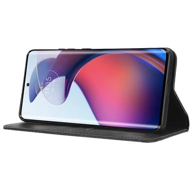 SKALO Motorola Edge 30 Fusion 5G Kohokuvioitu Premium lompakkokotelo - Musta