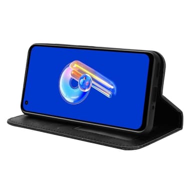 SKALO Asus Zenfone 9 5G Kohokuvioitu Premium lompakkokotelo - Musta